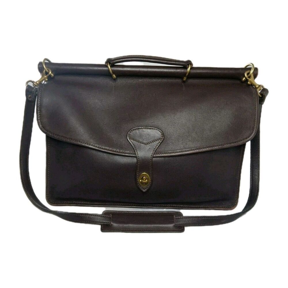 Jack Georges University Sim Dowel Briefcase Made in The USA Dark Brown